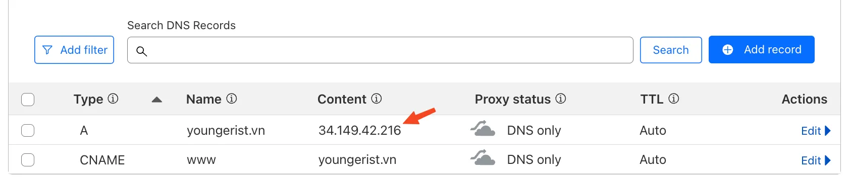DNS config
